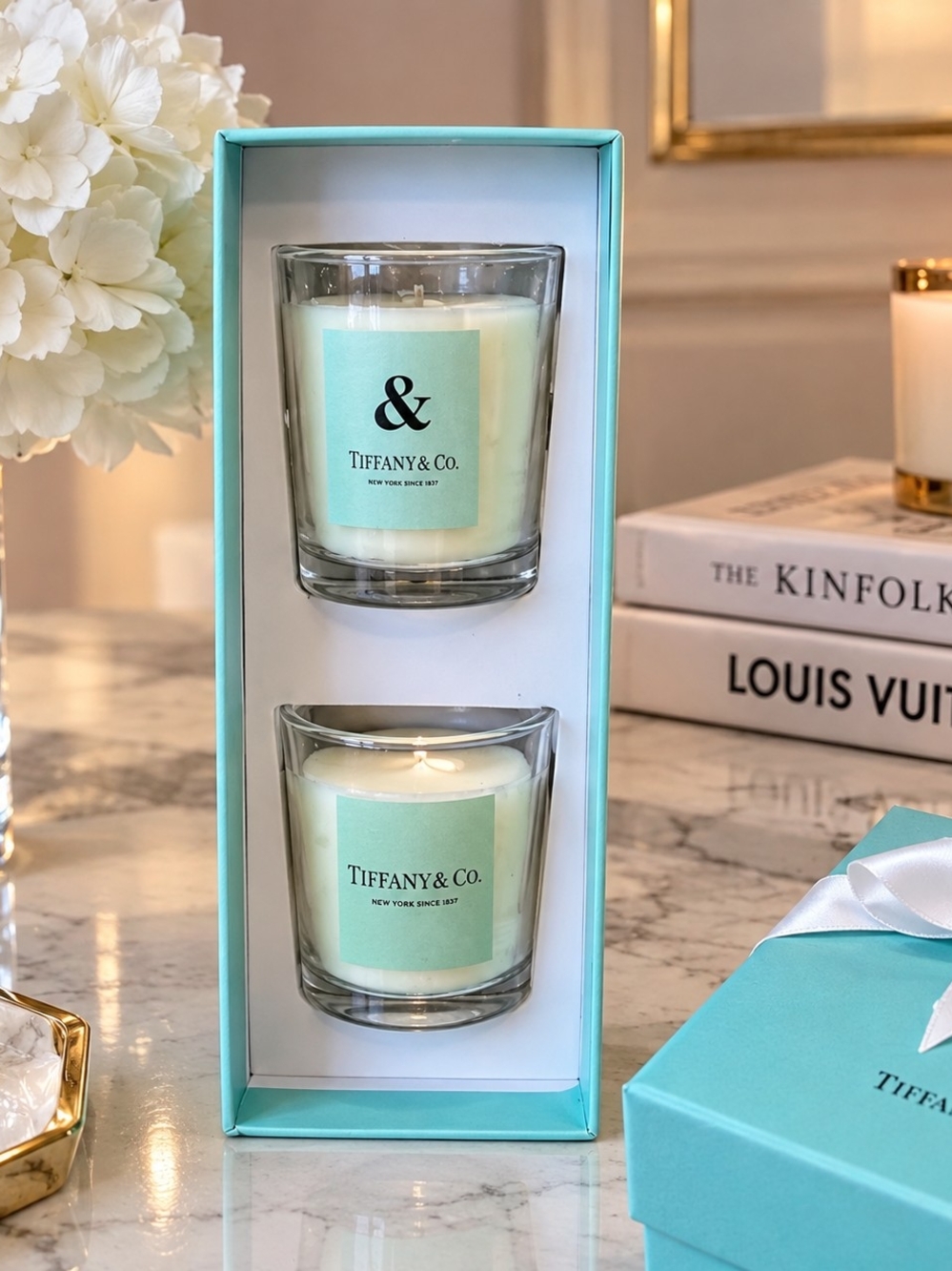 Tiffany & Co. Light Blue Twin Votive Candle Set